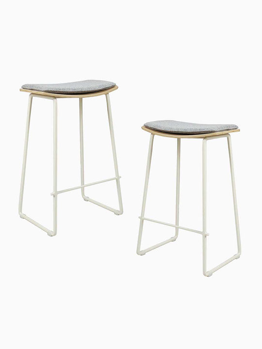 Hendrix Backless Bar Stool (Oak, Grey Weave Fabric) Bar Stools