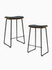 Hendrix Backless Bar Stool (Walnut, Charcoal Fabric)