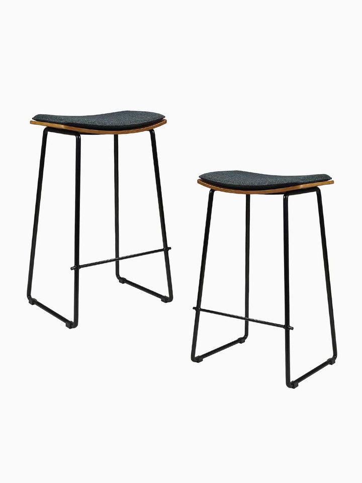 Hendrix Backless Bar Stool (Walnut, Charcoal Fabric)