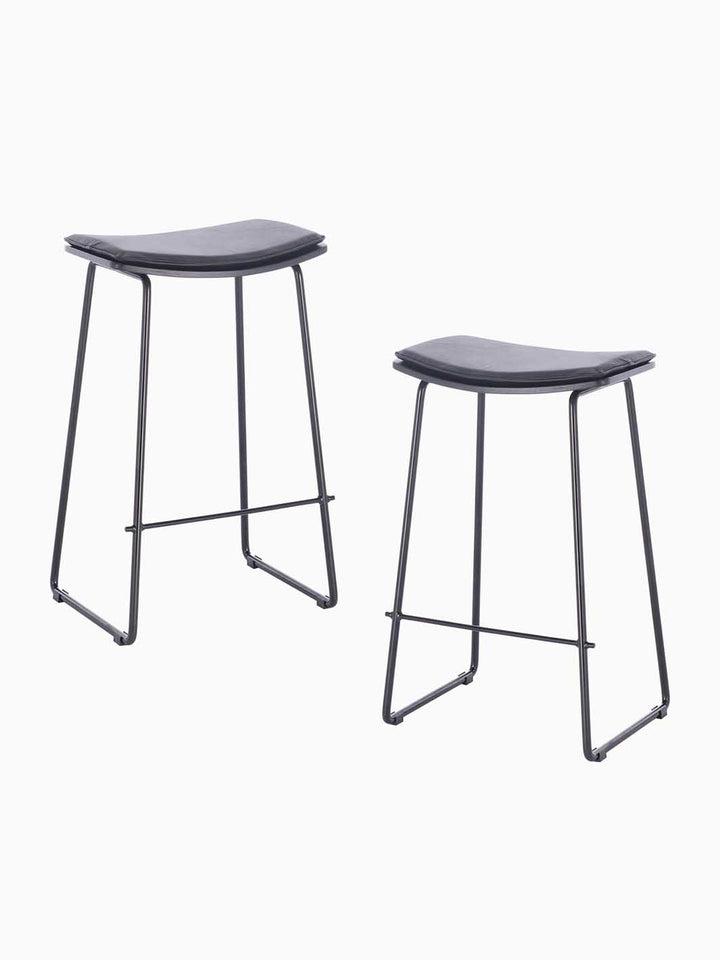 Hendrix Backless Bar Stool (Black, Black Leather)