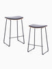 Hendrix Backless Bar Stool (Oak, Black Leather)