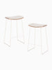 Hendrix Backless Bar Stool (Oak, White Leather)