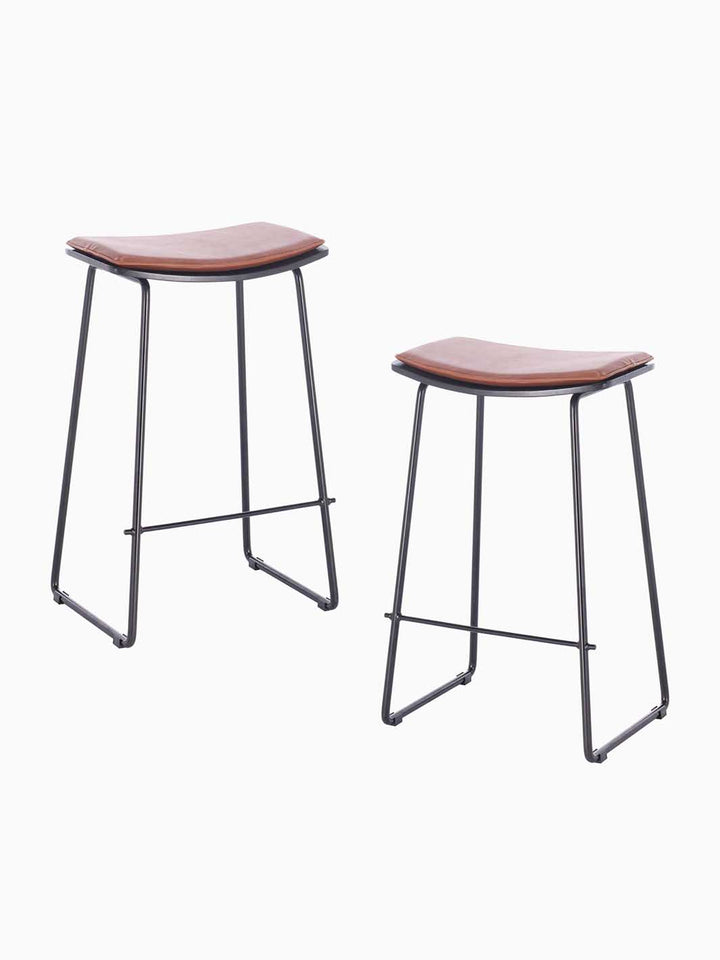 Hendrix Backless Bar Stool (Black, Tan Leatherette)