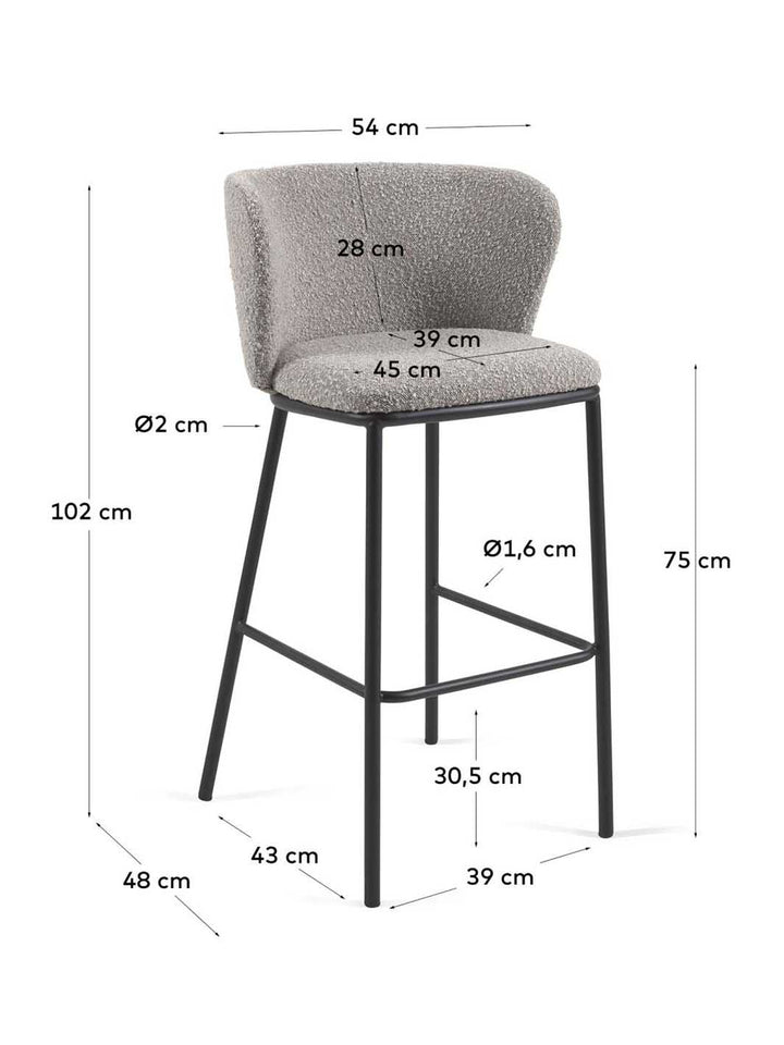 Ciselia Boucle Bar Stool (75cm)