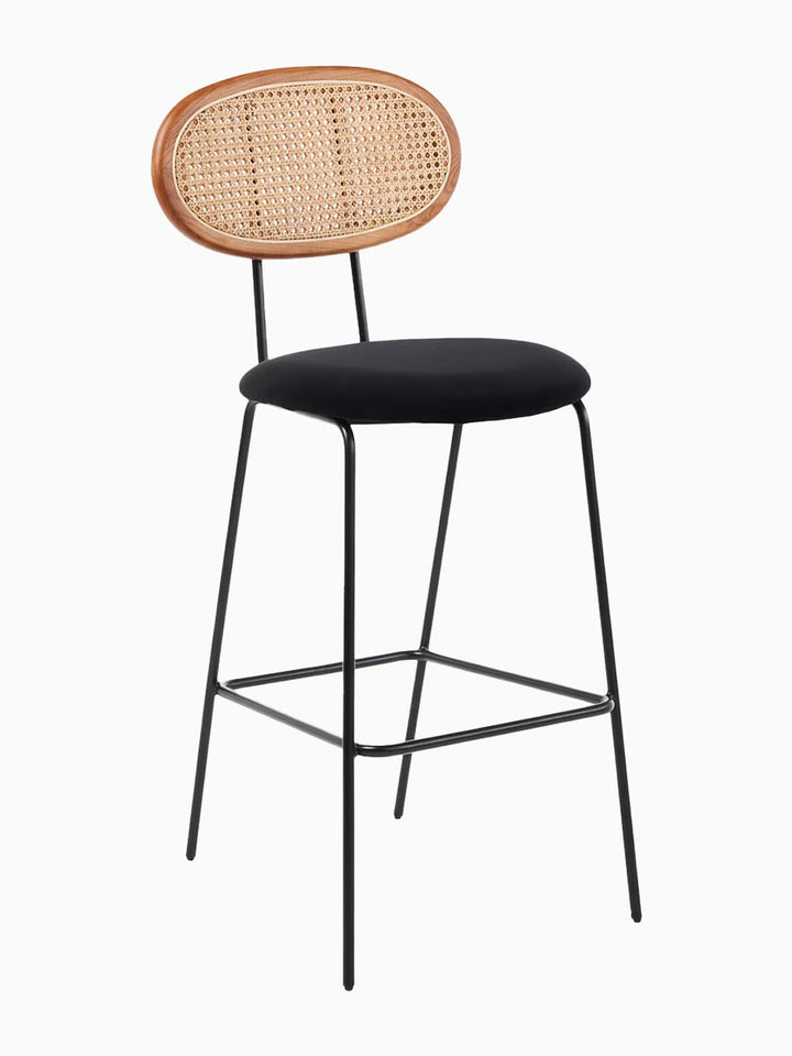 Betty Rattan Velvet Bar Stool