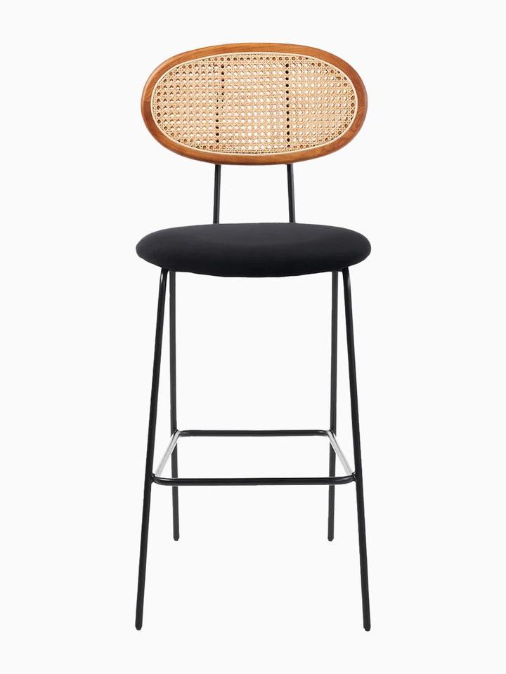 Betty Rattan Velvet Bar Stool