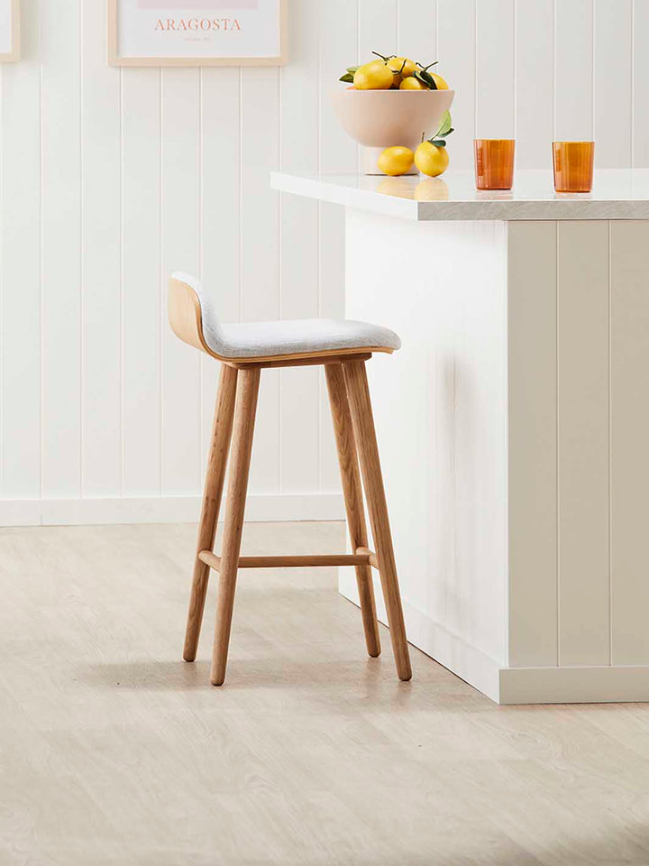 Capa Fabric Bar Stool (65cm, Oak)