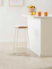 Hendrix Backless Bar Stool (Oak, White Leather)