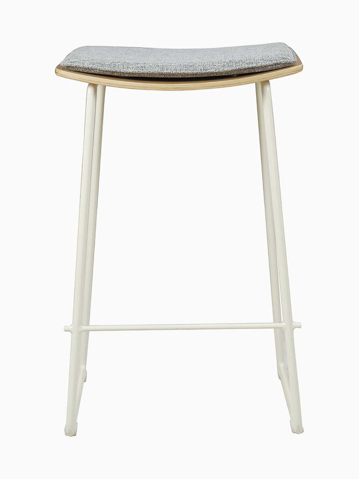 Hendrix Backless Bar Stool (Oak, Grey Weave Fabric)