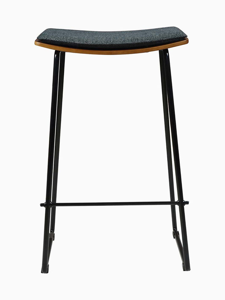 Hendrix Backless Bar Stool (Walnut, Charcoal Fabric)