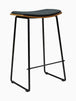 Hendrix Backless Bar Stool (Walnut, Charcoal Fabric)