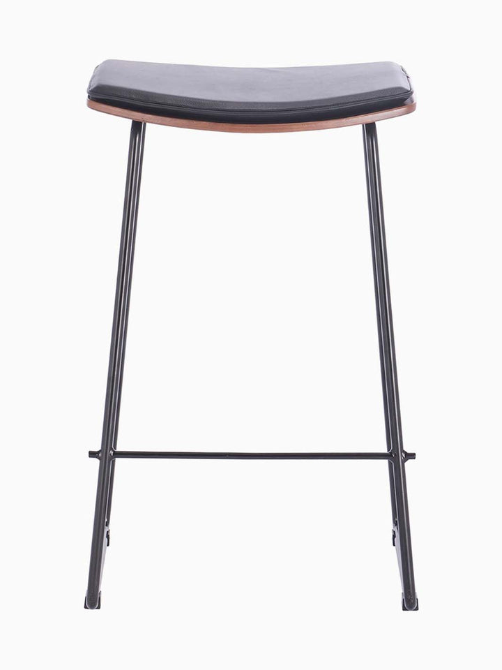 Hendrix Backless Bar Stool (Walnut, Black Leather)