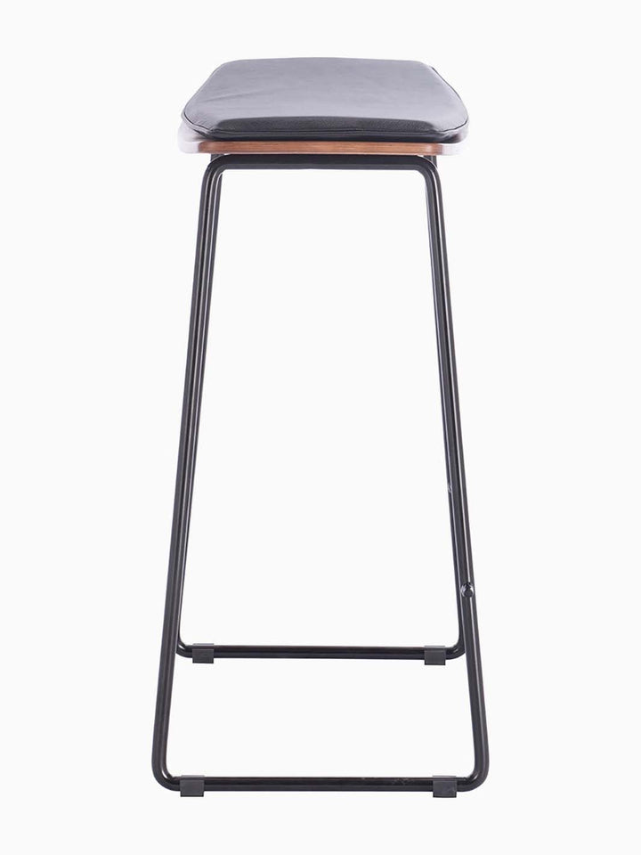 Hendrix Backless Bar Stool (Walnut, Black Leather)