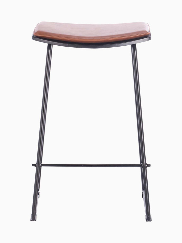 Hendrix Backless Bar Stool (Black, Tan Leatherette)