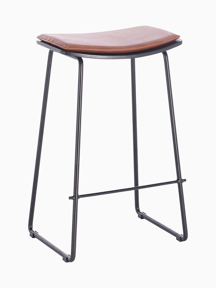 Hendrix Backless Bar Stool (Black, Tan Leatherette)